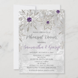 Invitación Plata Morado Copos de nieve Ensayo de invierno Cen