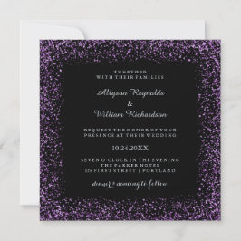 Invitación Plata negra y boda atractiva oscura del confeti