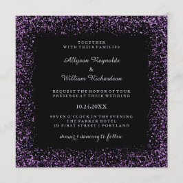 Invitación Plata negra y boda atractiva oscura del confeti