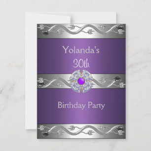 Invitación Plata Púrpura Jugueada 30 Fiesta de cumpleaños 2