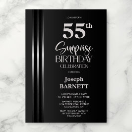 Invitación Plata Rayado Negro Gris Cumpleaños Sorpresa 55