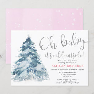 Invitación Plata rosa Bebé frío afuera de la ducha de bebé ch