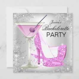 Invitación Plata Rosa High Heol Shoes Bachelorette Party