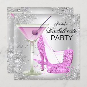 Invitación Plata Rosa High Heol Shoes Bachelorette Party