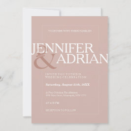 Invitación Plata Rosa Moderno Boda Mínimo Simple