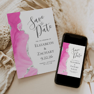 Invitación Plata rosa rosada de avanzada moderna salve la tar