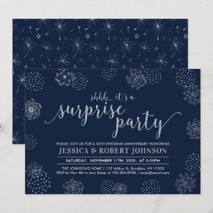 Invitación Plata Sorpresa moderna 25º aniversario de bodas