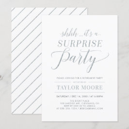 Invitación Plata | Sorpresa Moderna Simple para Fiesta de Jub