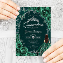 Plata verde esmeralda Quinceanera