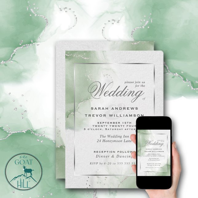Invitación Plata verde sabia moderna (Subido por el creador)