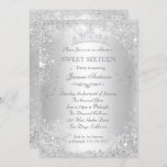 Invitación Plata Winter Wonderland Sweet 16 Tiara<br><div class="desc">Invitación de cumpleaños de Silver Sweet 16. Diseño de copos de nieve y tiara. Por favor tenga en cuenta que todas las imágenes planas no tienen joyas reales.</div>