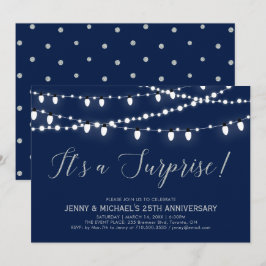 Invitación Plata y Azul Marino | Sorpresa 25 Aniversario de B