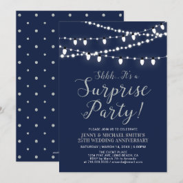 Invitación Plata y Azul | Sorpresa de 25 Aniversario de Boda