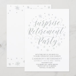 Invitación Plata y Blanco | Fiesta de Jubilación Sorpresa Mod