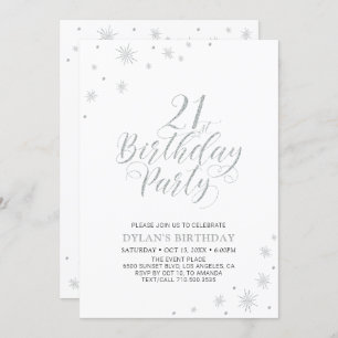 Invitación Plata y blanco   Moda moderna Fiesta de cumpleaños