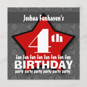 Invitación Plata y ESTRELLA roja W202 de la fiesta de