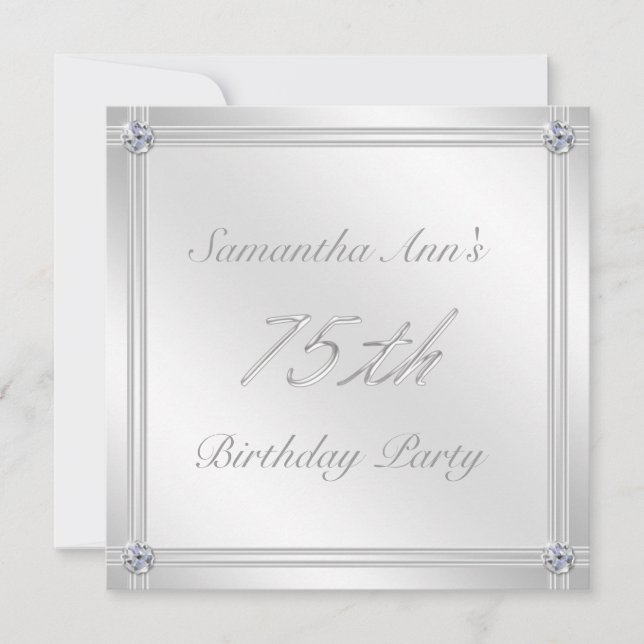 Invitación Plata y fiesta de cumpleaños del efecto del (Anverso)