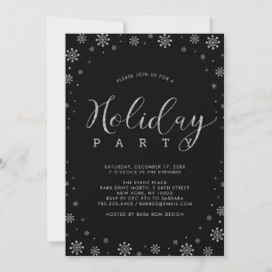 Invitación Plata y Negro   Moderna fiesta de feriado de copas