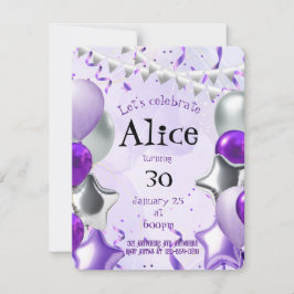 Invitación Plata y púrpura