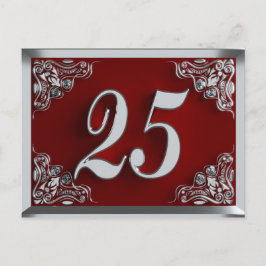 Invitación plateada real roja para el 25 cumpleaño