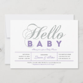 Invitación Plateado | Chica, Baby Shower de tipografía modern