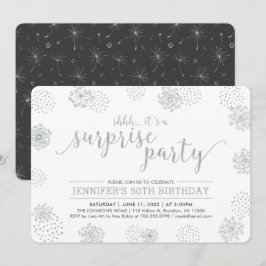 Invitación Plateado | Modern Surprise 50th Birthday Party