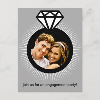 Invitación Platino el fiesta de compromiso de la foto del