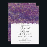Invitación Plato de oro morado Glamur moderno dulce 16 Fiesta<br><div class="desc">Personalizar de su evento.</div>