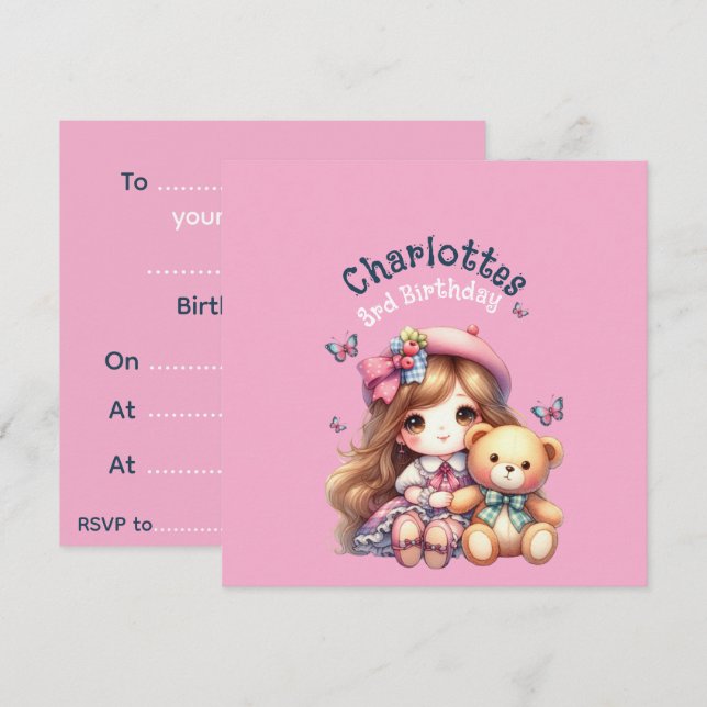 Invitación Plato de papel personalizado para cumpleaños de ni (Anverso / Reverso)
