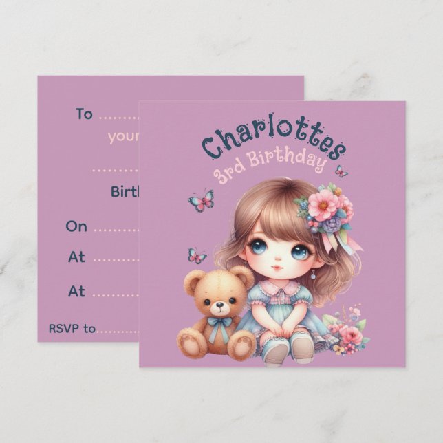 Invitación Plato de papel personalizado para cumpleaños de ni (Anverso / Reverso)