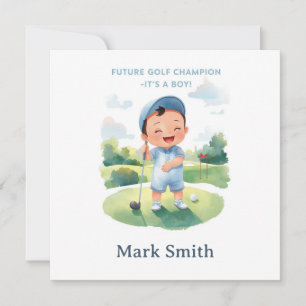 Invitación Platos de papel para baby shower de golf 'Es un ni