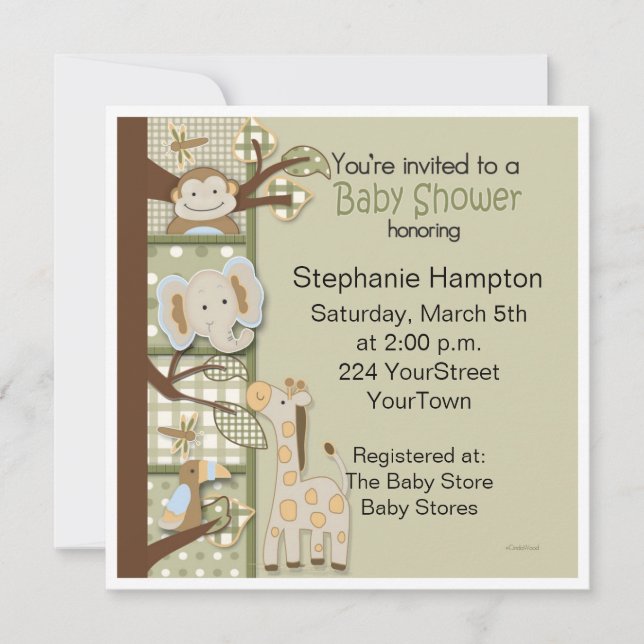 Invitación Platos y puntos de Poka en Baby Shower (Anverso)