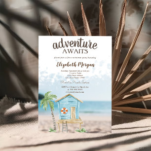 Invitación Playa,Arena,Casa de Playa Fiesta de Jubilación