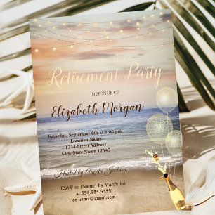 Invitación Playa Arena Cielo Globos, Fiesta de Vino de Jubila