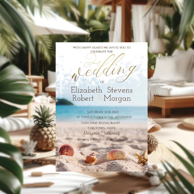 Invitación Playa, Arena, Conchas de Mar Boda (Subido por el creador)