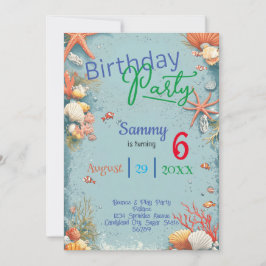 Invitación Playa bastante fina, bajo el agua, cumpleaños de l