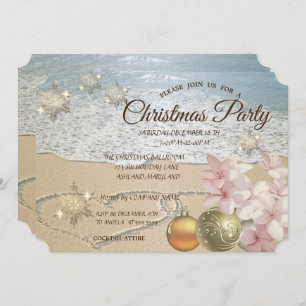 Invitación Playa, bolas de Navidades, Fiesta corporativo de P