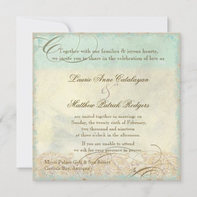 Invitación Playa costera moderna de Tortuga del Mar Caribe (Anverso)