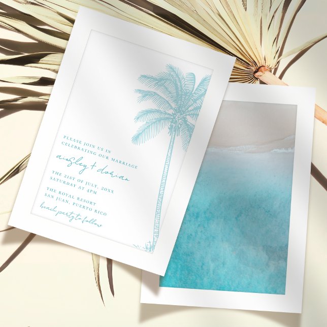 Invitación Playa De Acuarela En El Boda De Las Palmeras De Pl (Subido por el creador)