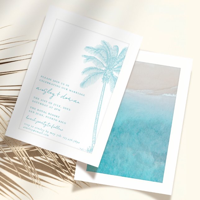 Invitación Playa De Acuarela En La Boda De La Playa (Subido por el creador)