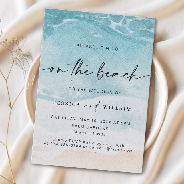 Invitación Playa De Acuarela En La Boda De La Playa (Subido por el creador)