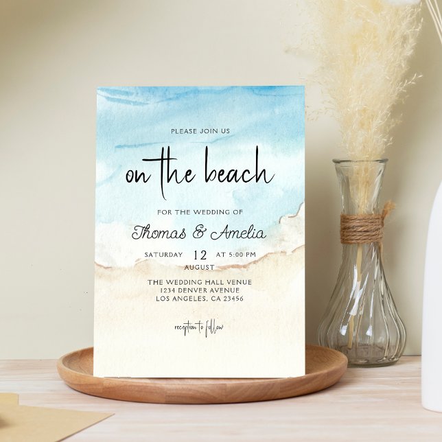 Invitación Playa De Acuarela En La Playa Boda De Verano (Subido por el creador)