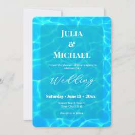 Invitación Playa de Agua Azul & Boda de Destino Tema Oceánico