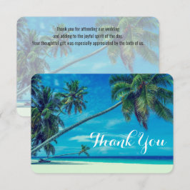 Invitación Playa de arena blanca con palmeras Boda gracias