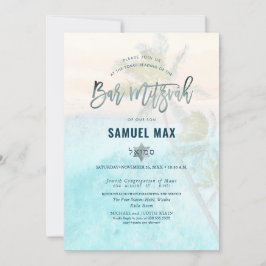 Invitación Playa de arena blanca PixDezines Bar Mitzvah Invit