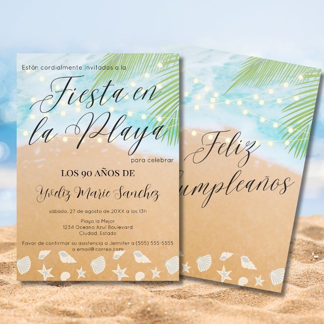 Invitación Playa de arena divertida española ilumina fiesta d (Subido por el creador)