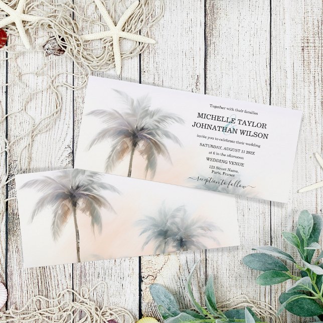 Invitación Playa de Boda de Destino Palm Isla Tropical (Subido por el creador)