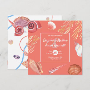 Invitación Playa de Coral y Marejadas todo en un Boda