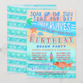 Invitación Playa de cumpleaños o piscina Fiesta de verano Pes