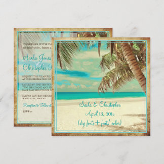Invitación Playa de época PixDezines, paraíso tropical